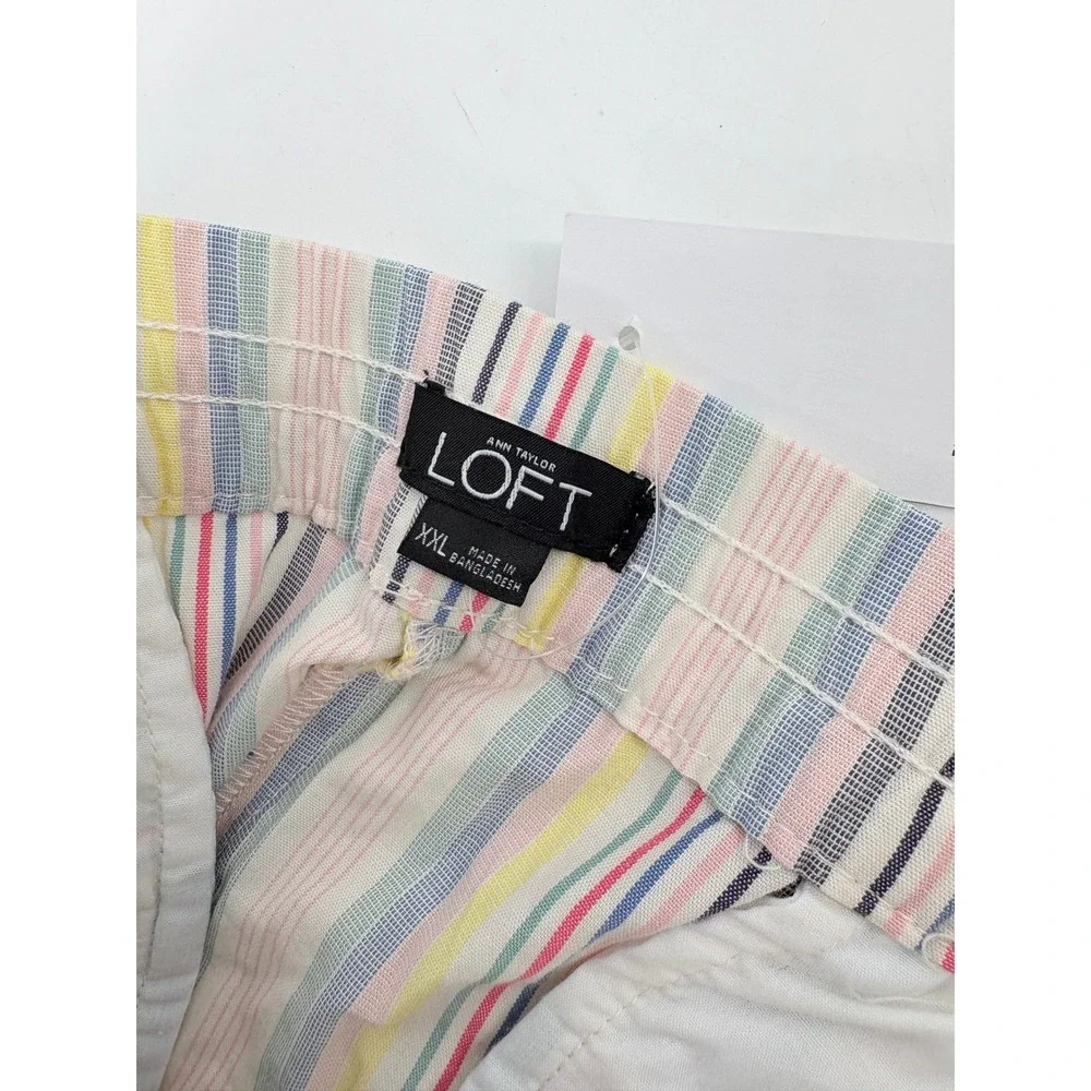 NEW LOFT Multicolor Stripe Pull-On‎ Cotton Shorts Women's XXL Pink Blue - Picture 9 of 10